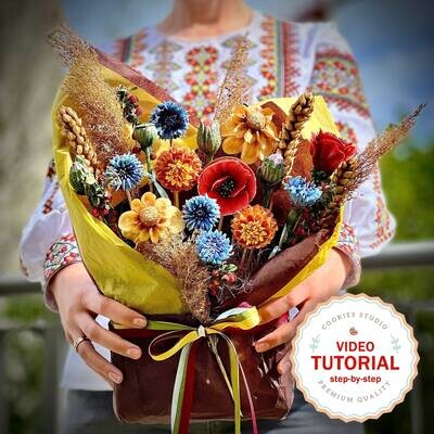 NEW! Flowers of Ukraine cookie decorating class. Step-by-step video tutorial