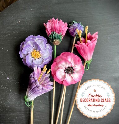 Cookie decorating class - Magic Flowers. Step by Step video tutorials
