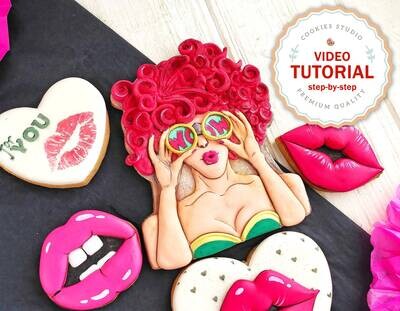 Cookie class - Pretty Girl Set. Step-by-step video with templates