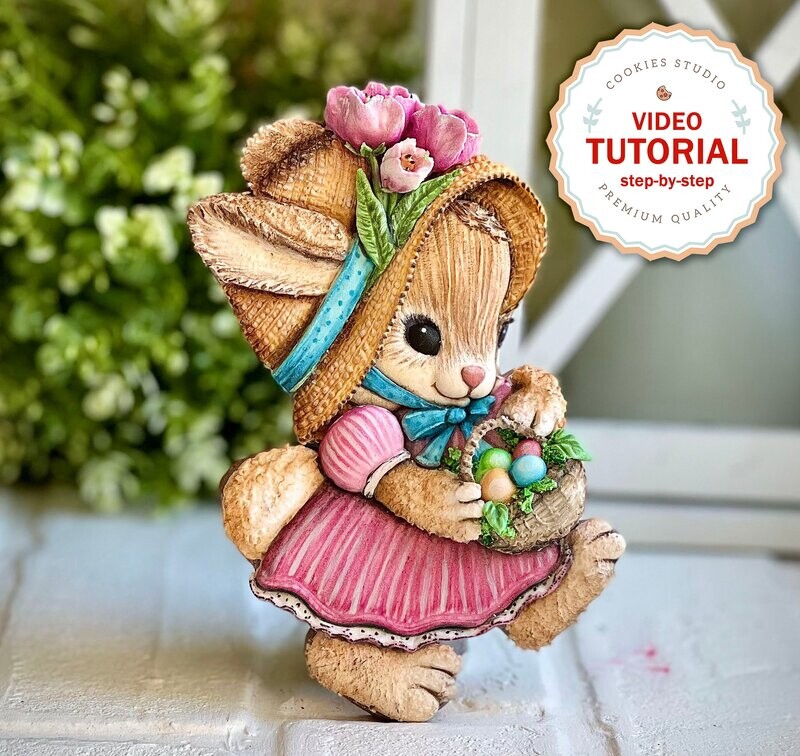 Easter Bunny - Cookie decorating class. Step-by-step video tutorial in English
