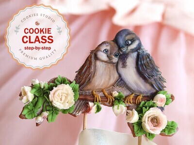 Cookie class - Family Sparrows. Step-by-step video with templates