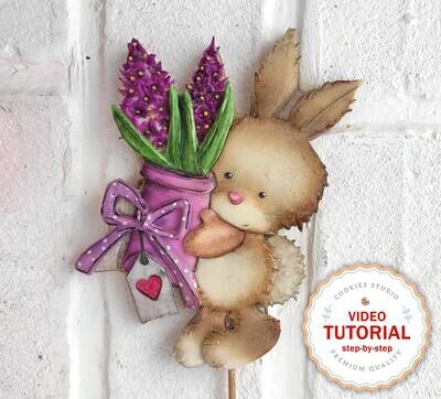 Lavender Bunny - Cookie decorating class. Step-by-step video tutorial