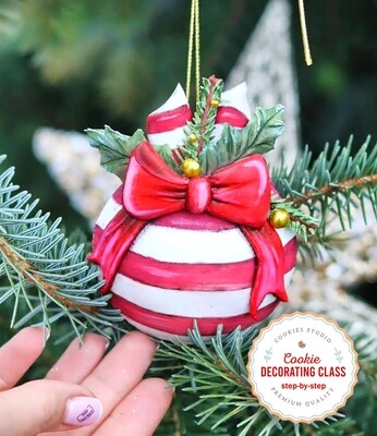 Cookie decorating class - Christmas Ball. Tree Decoration. Step by Step video tutorials in English