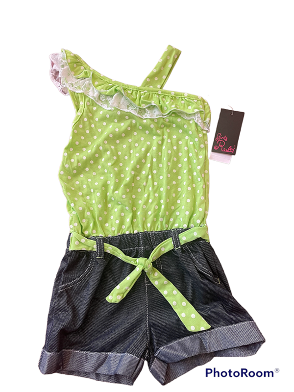 Jump Suit | Green Polka Dots | Size: 5 Years