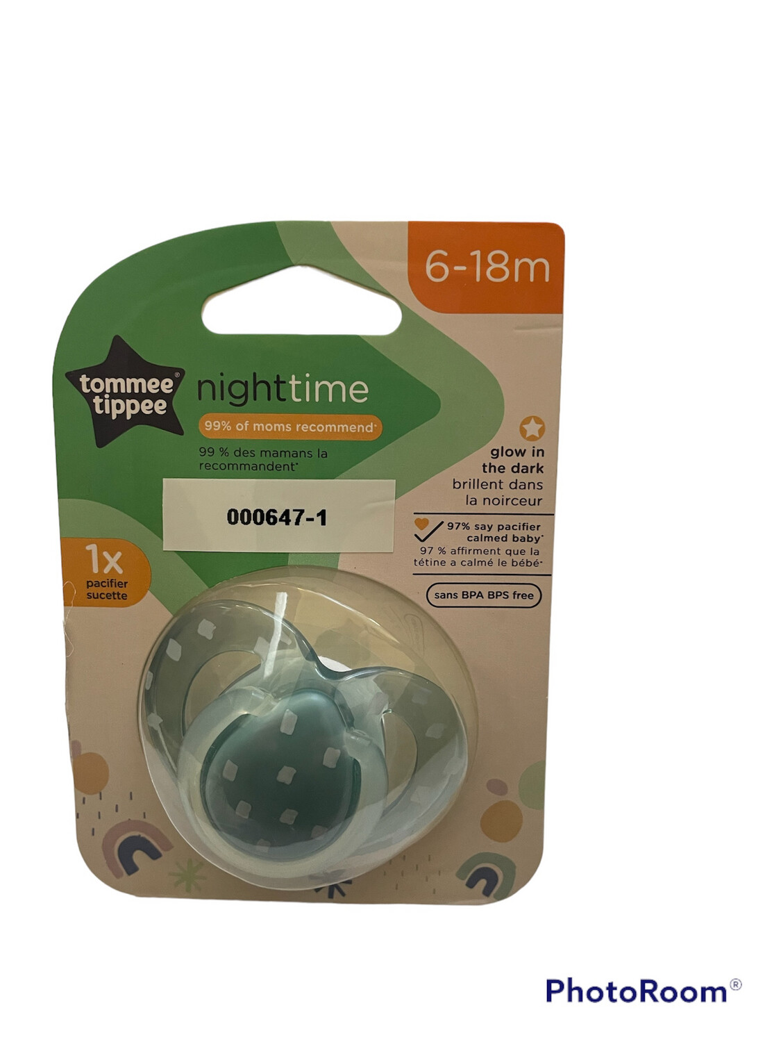 Nighttime Pacifier | Blue & Grey | 6-18 Months