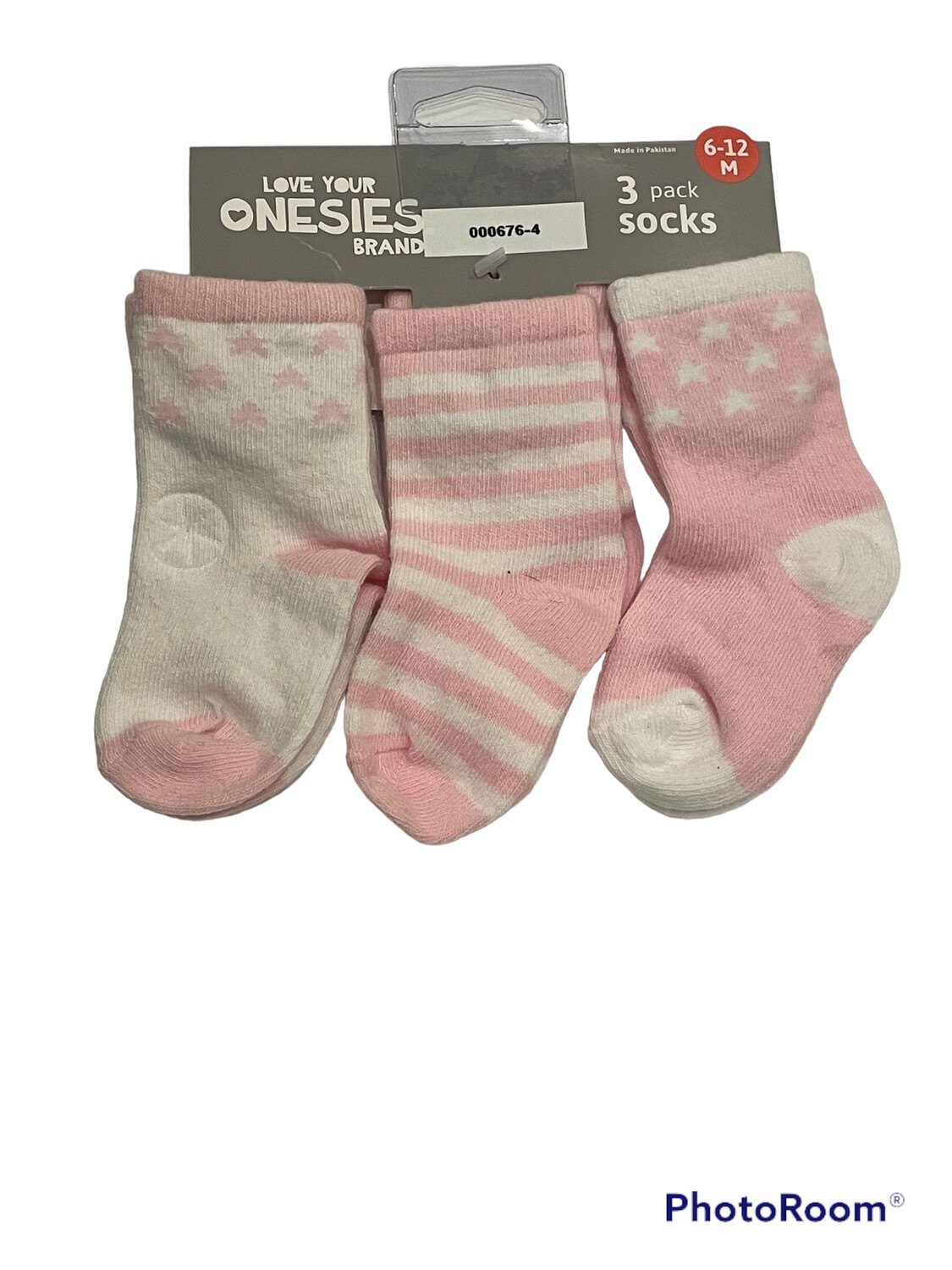 Three Pack Socks | Pink Stars & Stripes | 6-12 Months