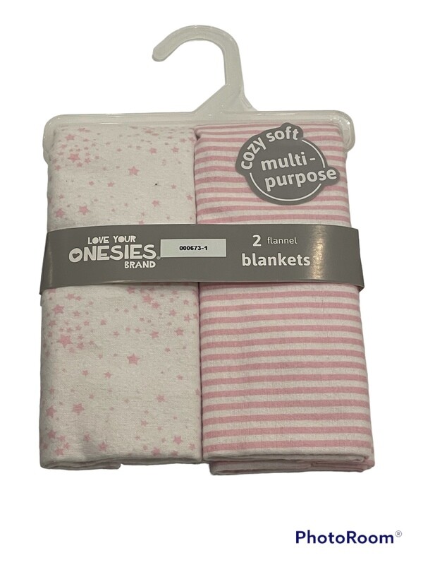 Two Pack Flannel Blankets | Pink Stars & Stripes