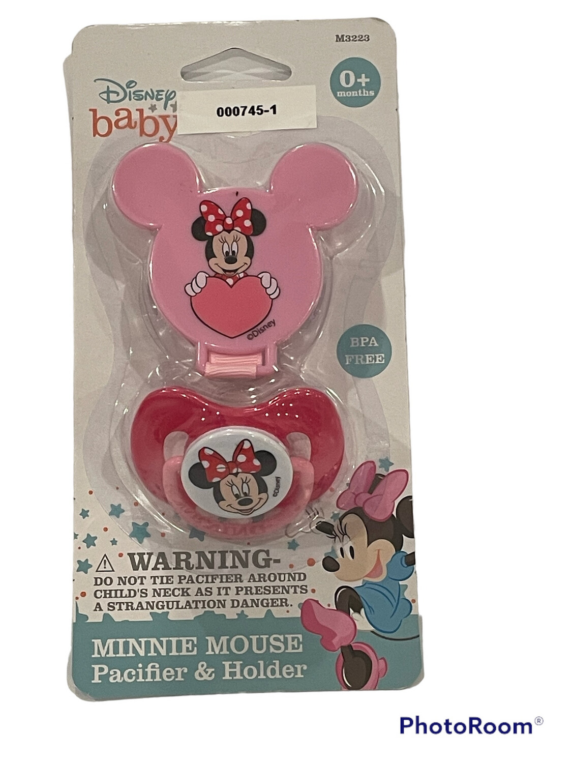 Minnie Mouse Pacifier & Clip | Blue & White | 0+ Months