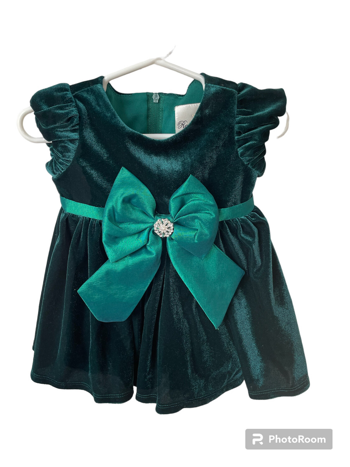 Dress & Underpants | Green With Big Bow | 3-6 Months