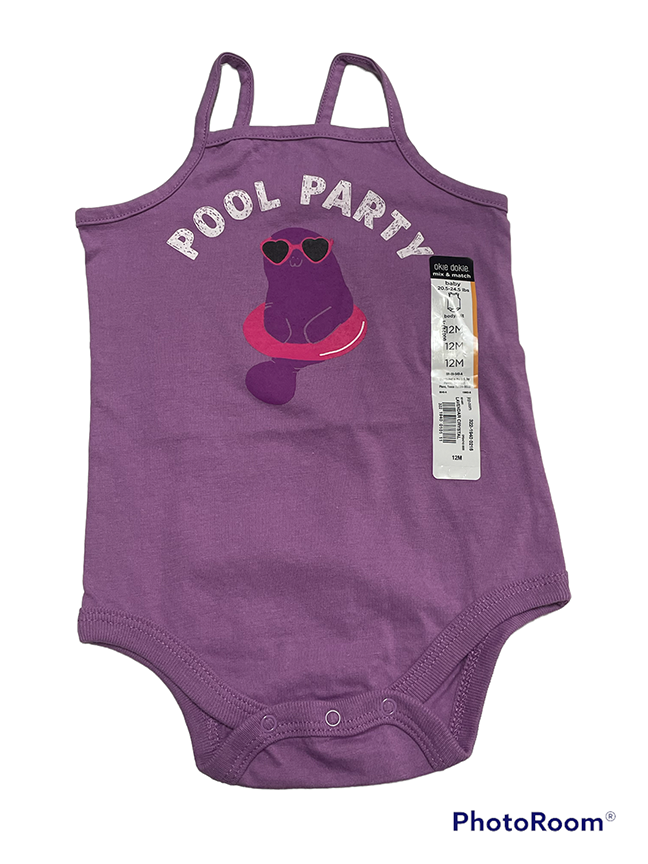 Body Suit | Purple Otter Pool Party | Size: 12 Months