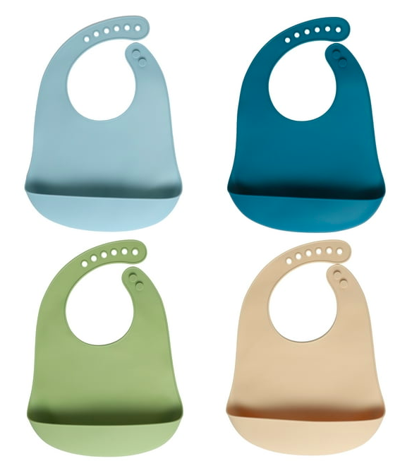 Silicone bib with catcher - green