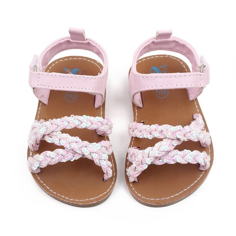 Pink Sandals with Braids | 11 cm