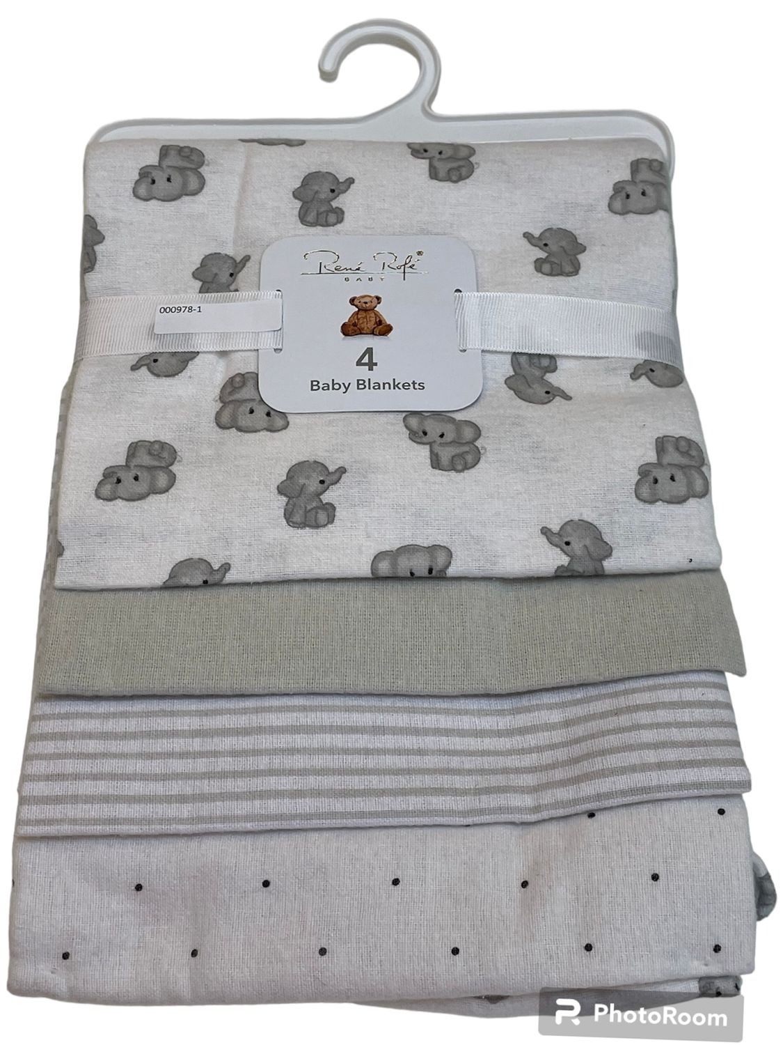 Grey Elephants Four Receiving Blankets