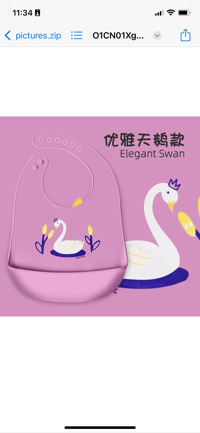 Pink Swan Silicon Bib With Catcher