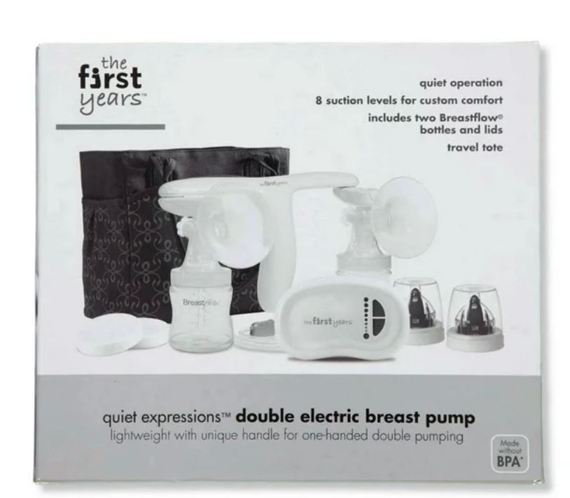 Quiet Operation Double Electric Breast Pump With 8 Adjustable Suction Levels | Includes 2 Breastflow Bottles and Carrying Tote