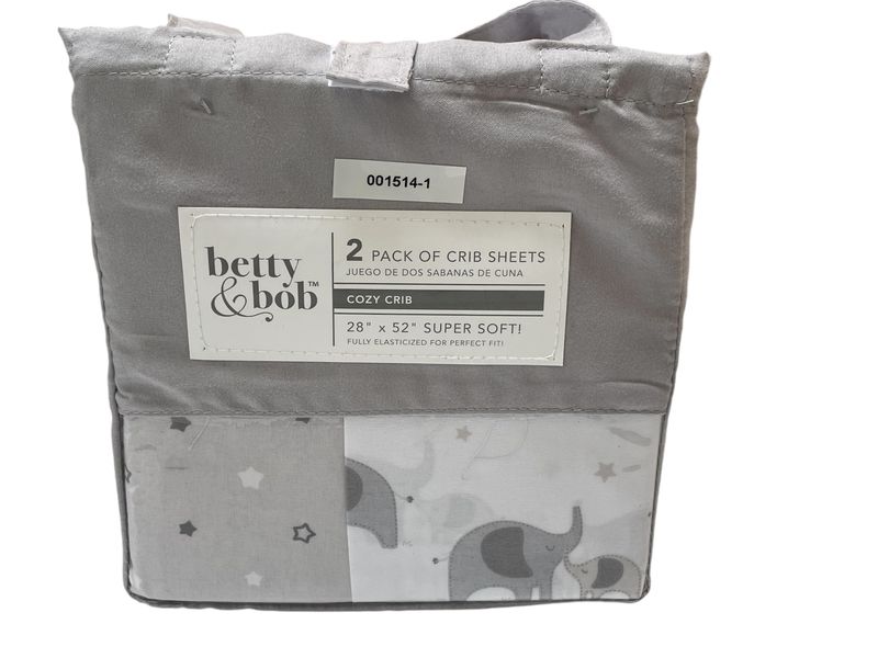 2 Pack Crib Sheets - Stars and Grey Elephants - 28” x 52”