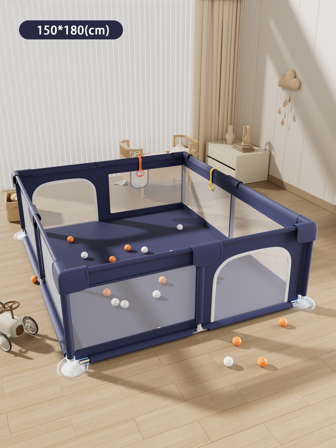 150 x 180 cm Playpen with Bassinet