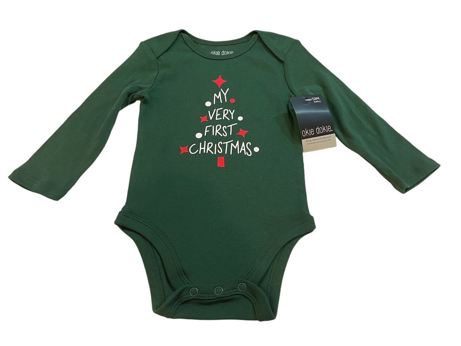 My Very First Christmas Green Long-Sleeve Onesie | 3 months