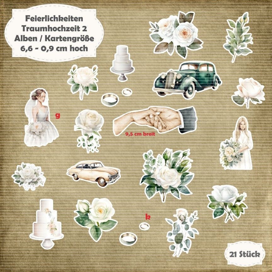 Traumhochzeit 2 - Alben / Kartengröße - 20 Stanzteile - Die Cuts