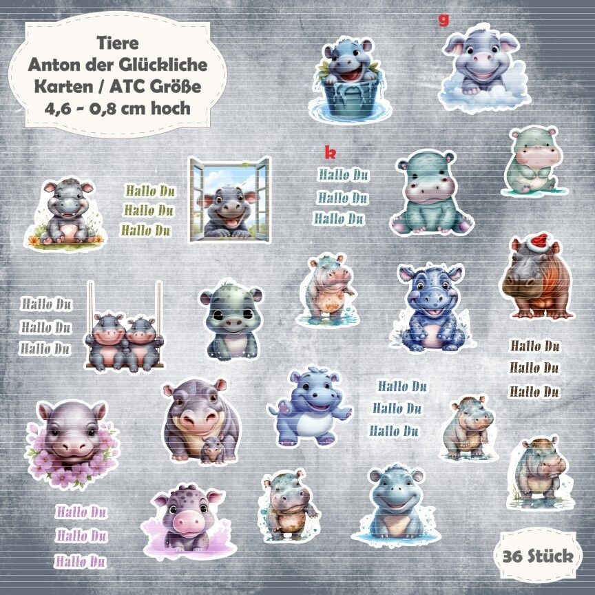 Anton der Glückliche - Karten / ATC Größe - 36 Stanzteile - Die Cuts