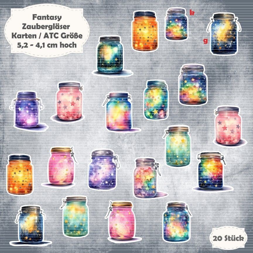 Zaubergläser - Karten / ATC Größe - 20 Stanzteile - Die Cuts
