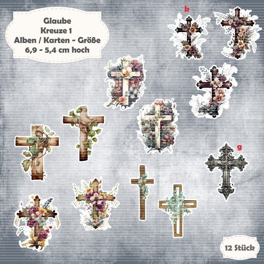 Kreuze 1 - Alben / Karten - Größe - 12 Stanzteile - Die Cut