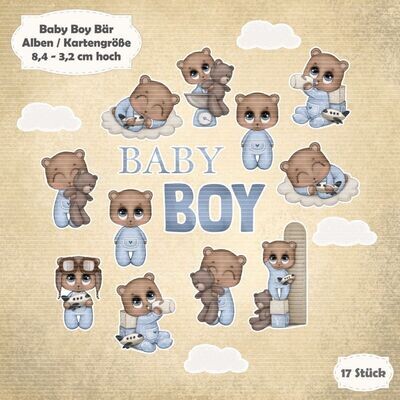 Baby Boy Bär - Alben / Kartengröße - 17 Stanzteile - Die Cuts Baby Boy Bär - Alben / Kartengröße - 17 Stanzteile - Die Cuts