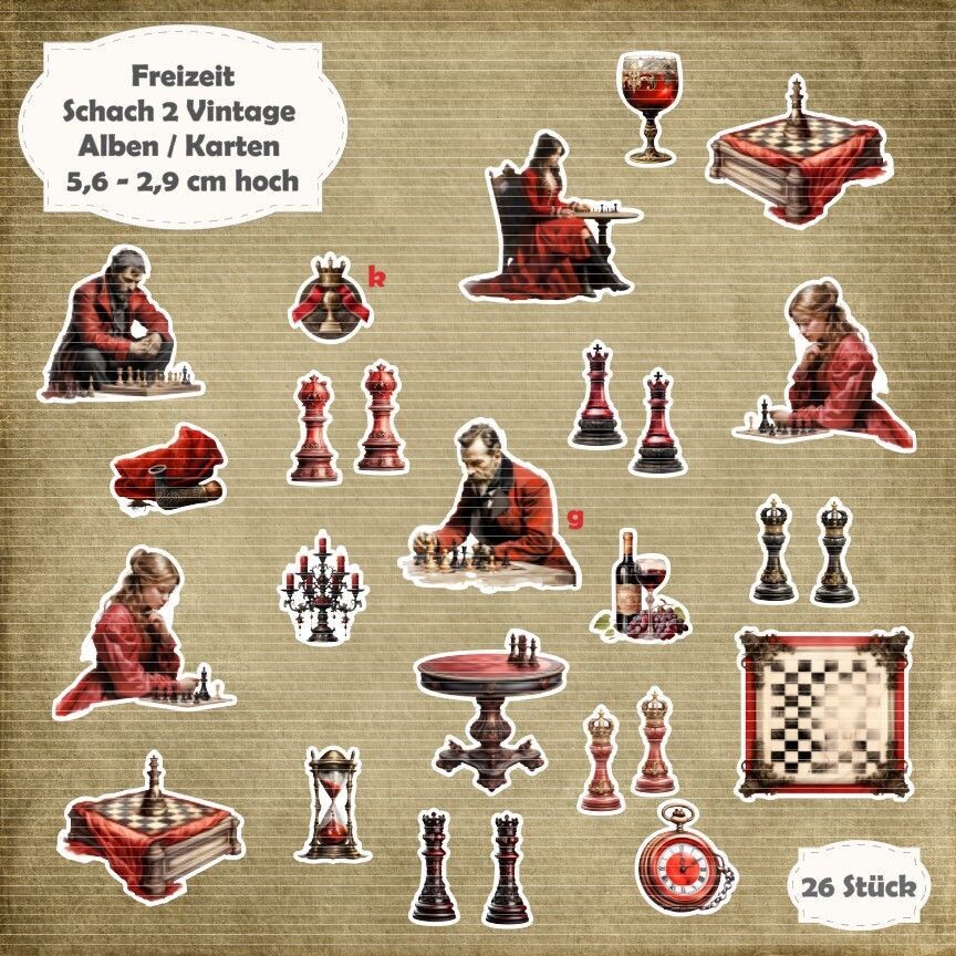 Schach 2 Vintage - Alben - Karten Größe - 26 Stanzteile - Die Cut