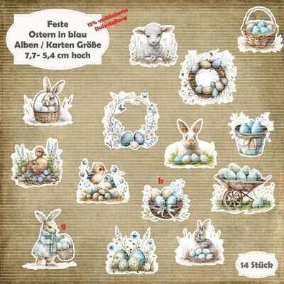 Ostern in blau - Alben / Kartengröße - 14 Stanzteile - Die Cuts Ostern in blau - Alben / Kartengröße - 14 Stanzteile - Die Cuts