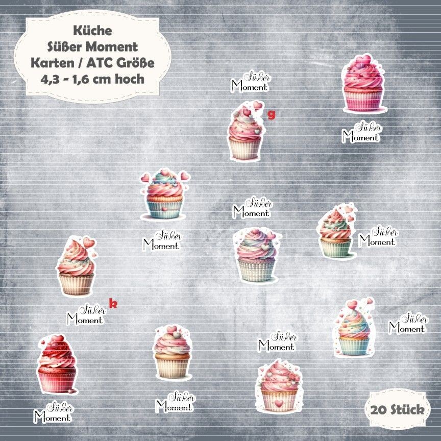 Süßer Moment - Karten / ATC Größe - 20 Stanzteile - Die Cuts