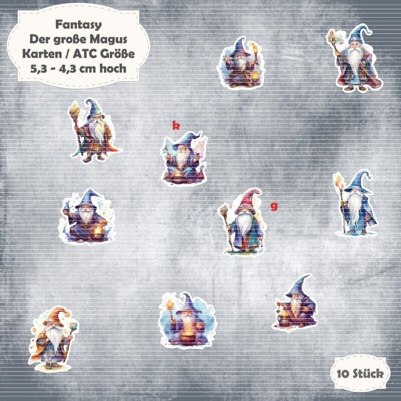 Der große Magus - Magier - Karten / ATC Größe - 10 Stanzteile - Die Cuts Der große Magus - Magier - Karten / ATC Größe - 10 Stanzteile - Die Cuts