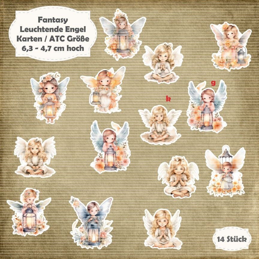 Leuchtende Engel - Karten / ATC Größe - 14 Stanzteile - Die Cuts