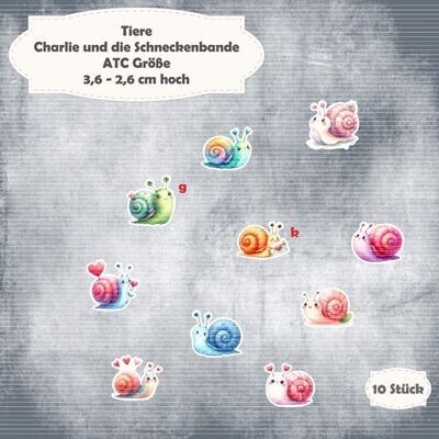 Charlie und die Schneckenbande - ATC Größe - 10 Stanzteile - Die Cut Charlie und die Schneckenbande - ATC Größe - 10 Stanzteile - Die Cut