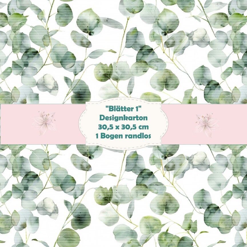 Eucalyptusblätter 1 - Designkarton - 30,5 x 30,5 cm - randlos - 1 Bogen