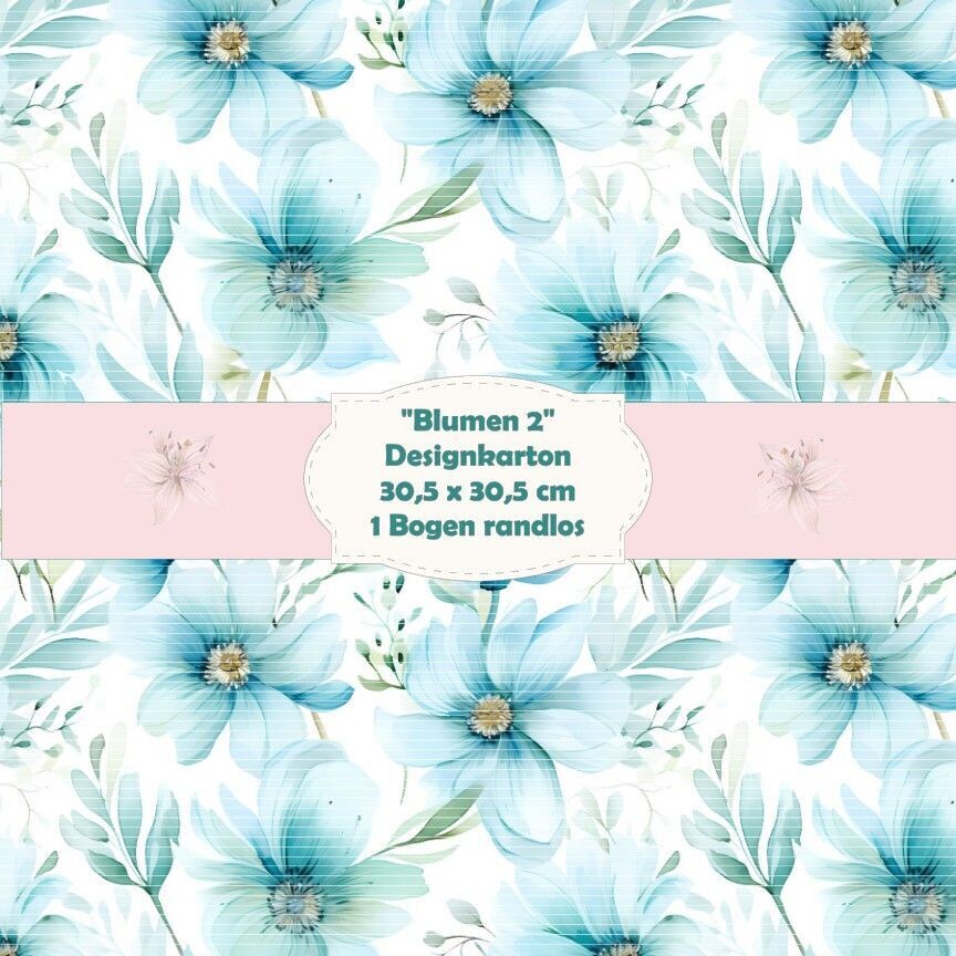 Blumen 2 - Designkarton - 30,5 x 30,5 cm - randlos - 1 Bogen