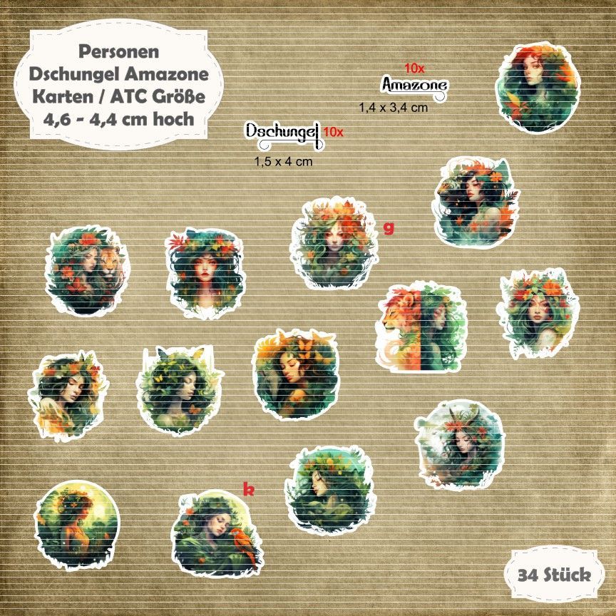 Dschungel Amazone - Karten / ATC Größe - 34 Stanzteile - Die Cuts*