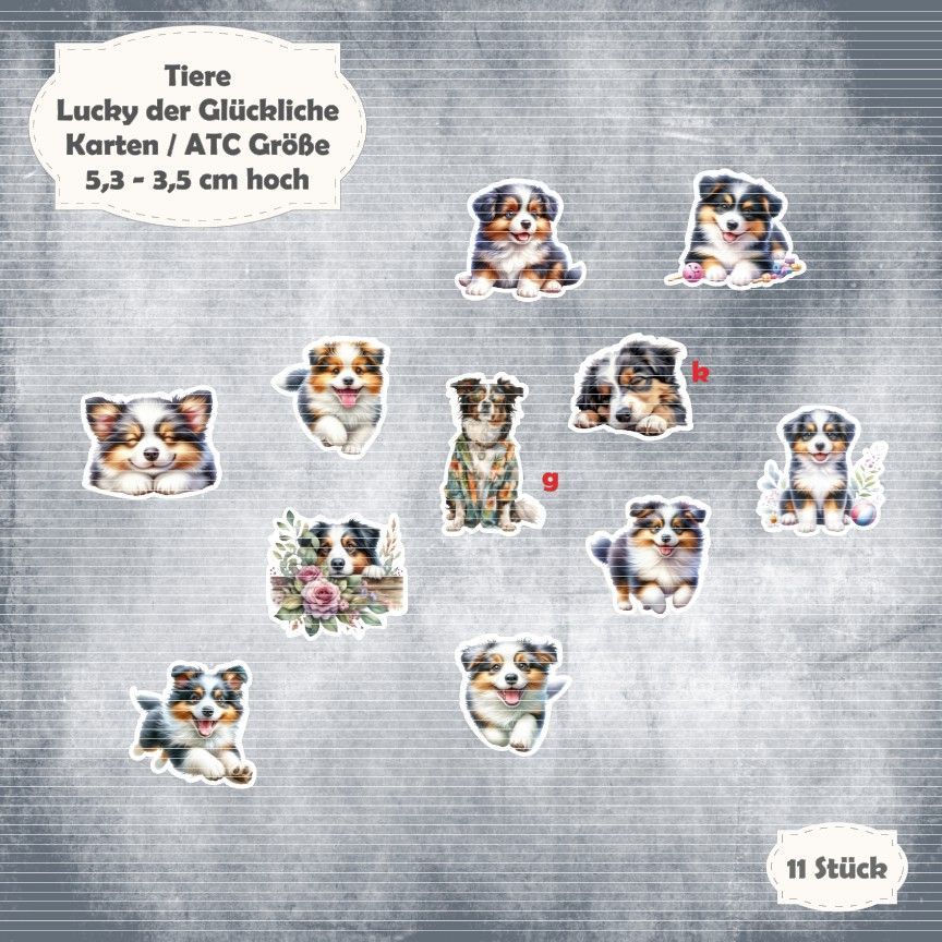 Lucky der Glückliche - Hund - Karten / ATC Größe - 11 Stanzteile - Die Cuts