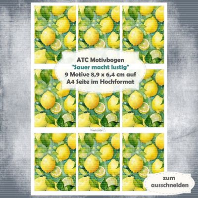 Sauer macht lustig - ATC Motivbogen - A4 Hochformat - 1 Seite mit 9 Motiven* Sauer macht lustig - ATC Motivbogen - A4 Hochformat - 1 Seite mit 9 Motiven*