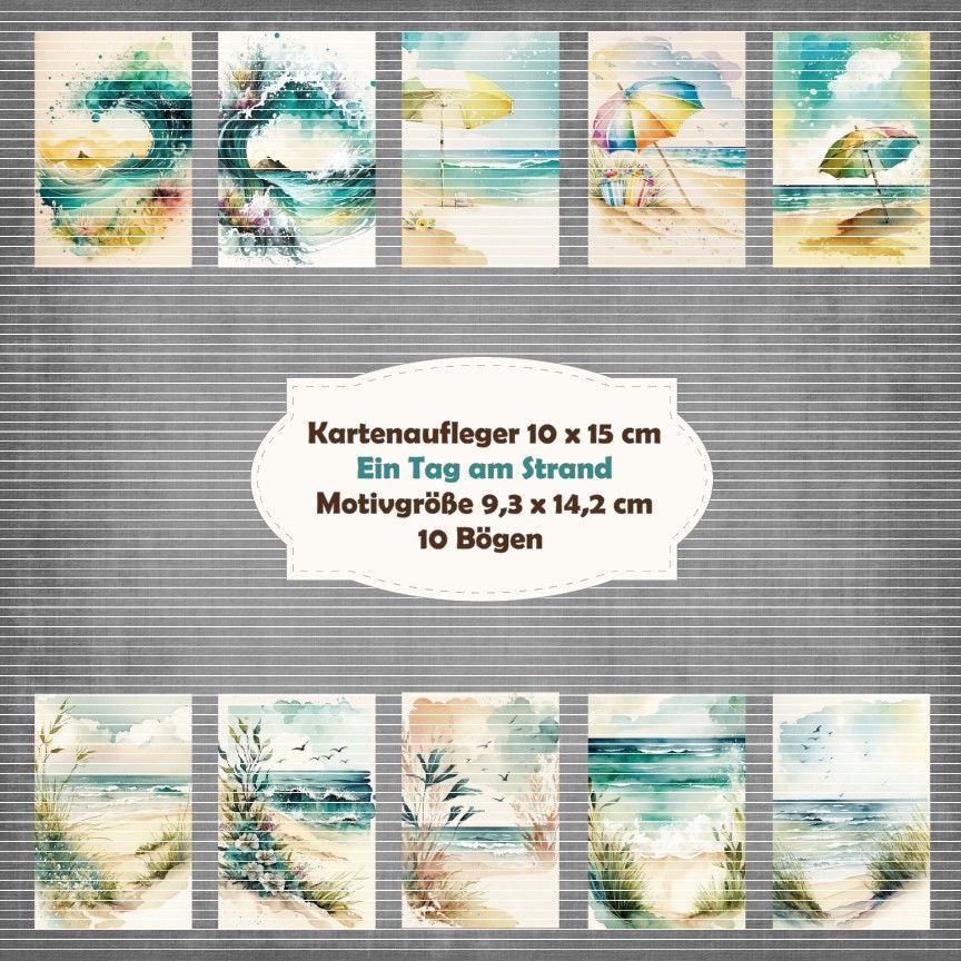 Ein Tag am Strand - Kartenaufleger - 10 x 15 cm hochkant/210g - 10 Bögen
