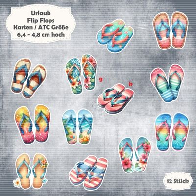 Flip Flops - Karten / ATC Größe - 12 Stanzteile - Die Cut Flip Flops - Karten / ATC Größe - 12 Stanzteile - Die Cut