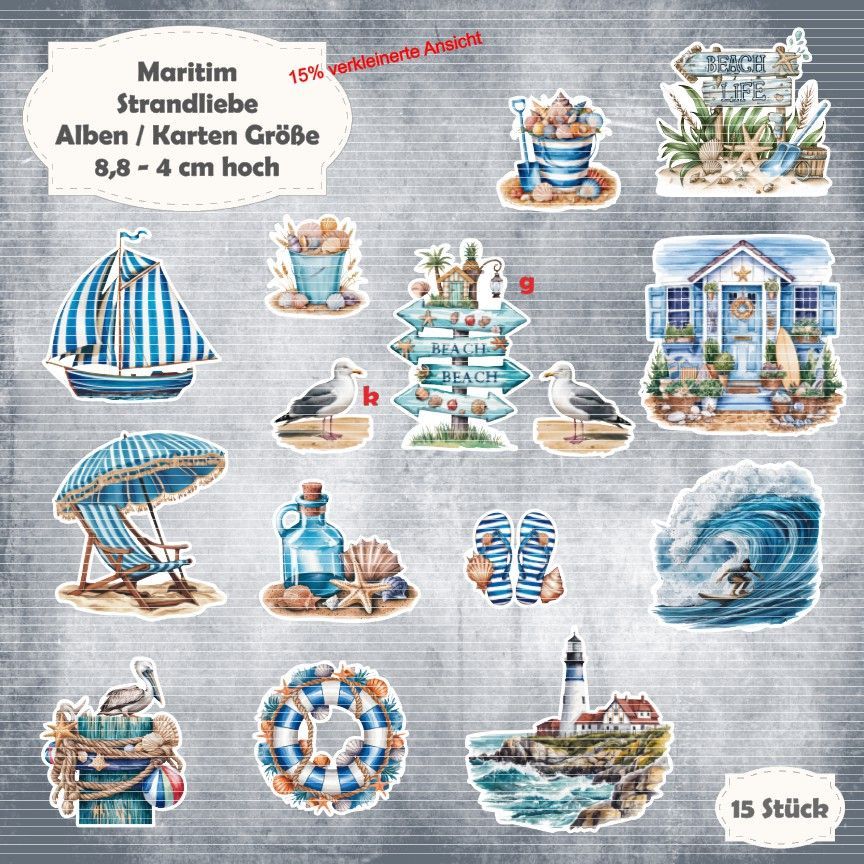 Strandliebe - Alben / Karten Größe - 15 Stanzteile - Die Cut