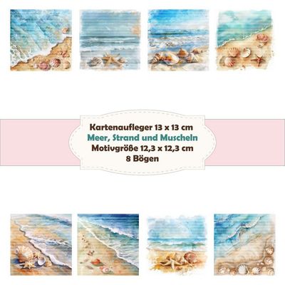 Meer, Strand und Muscheln - Kartenaufleger - 13 x 13 cm /210g - 8 Bögen Meer, Strand und Muscheln - Kartenaufleger - 13 x 13 cm /210g - 8 Bögen