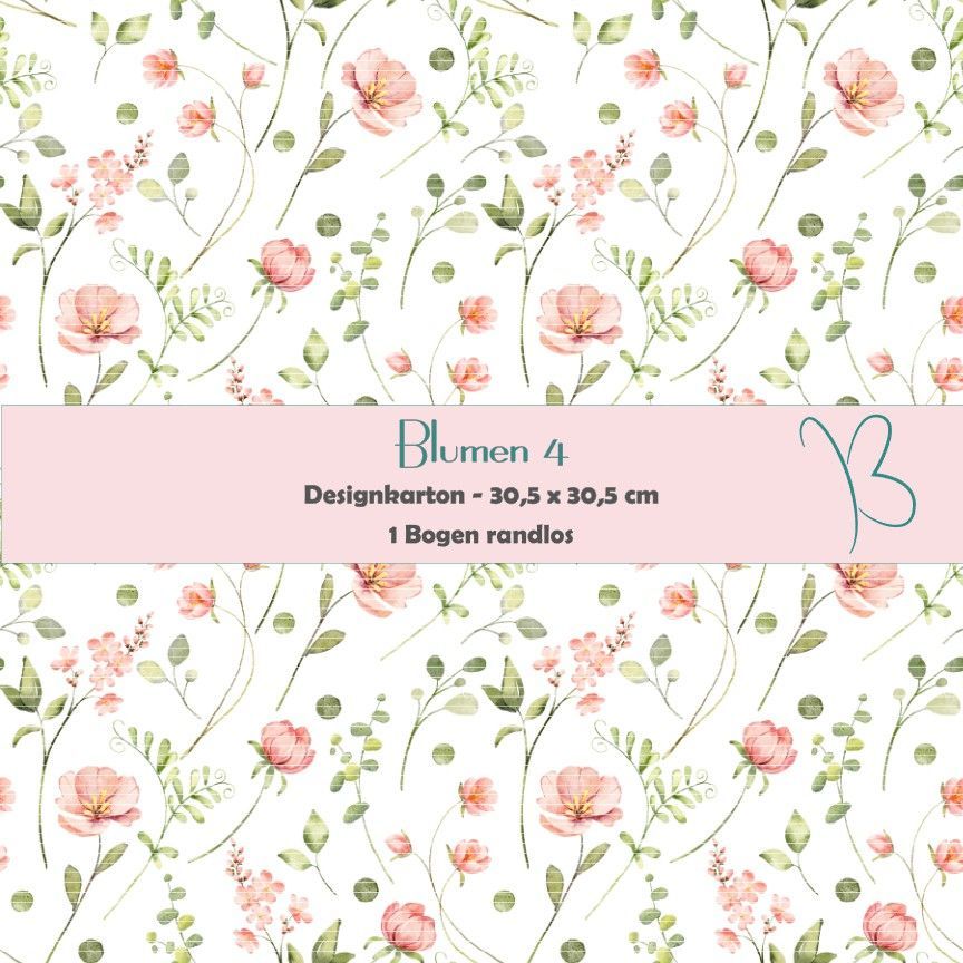 Blumen 4 - Designkarton - 30,5 x 30,5 cm - randlos - 1 Bogen