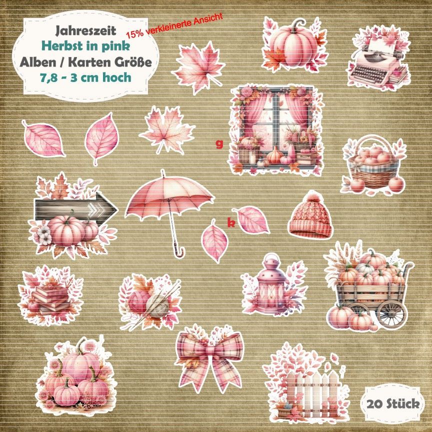 Herbst in pink - Album / Karte / ATC Größe - 20 Teile - Die Cuts