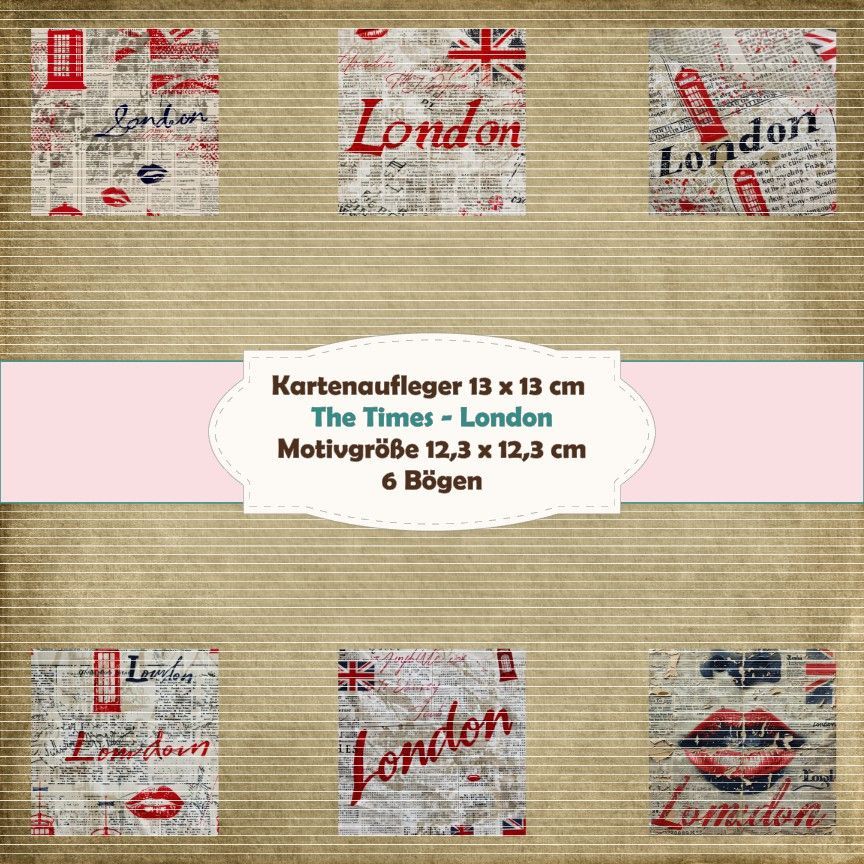 The Times - London - Kartenaufleger - 13 x 13 cm /210g - 6 Bögen