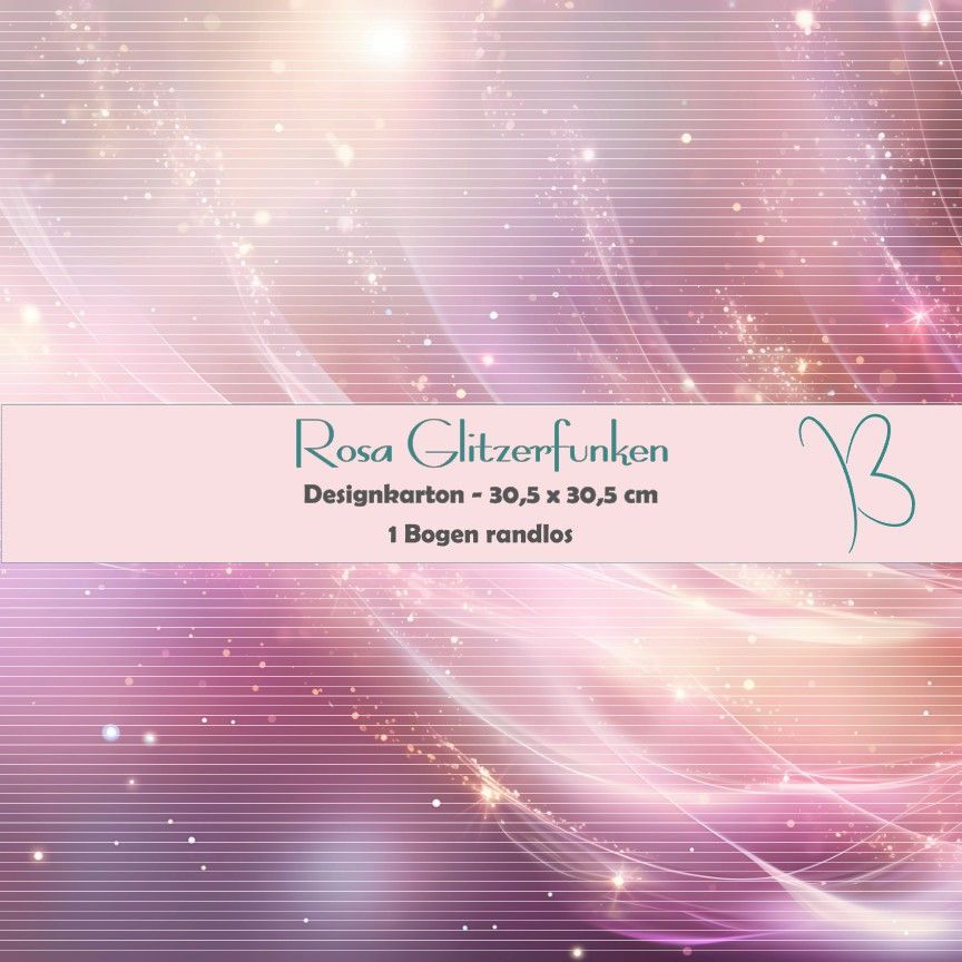 Glitzerfunken - rosa - Designkarton - 30,5 x 30,5 cm - randlos - 1 Bogen