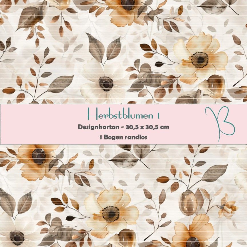 Herbstblumen 1 - Designkarton - 30,5 x 30,5 cm - randlos - 1 Bogen
