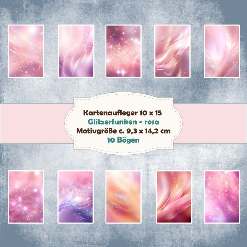 Glitzerfunken - rosa - Kartenaufleger- 10 x 15 cm hochkant/210g - 10 Bögen