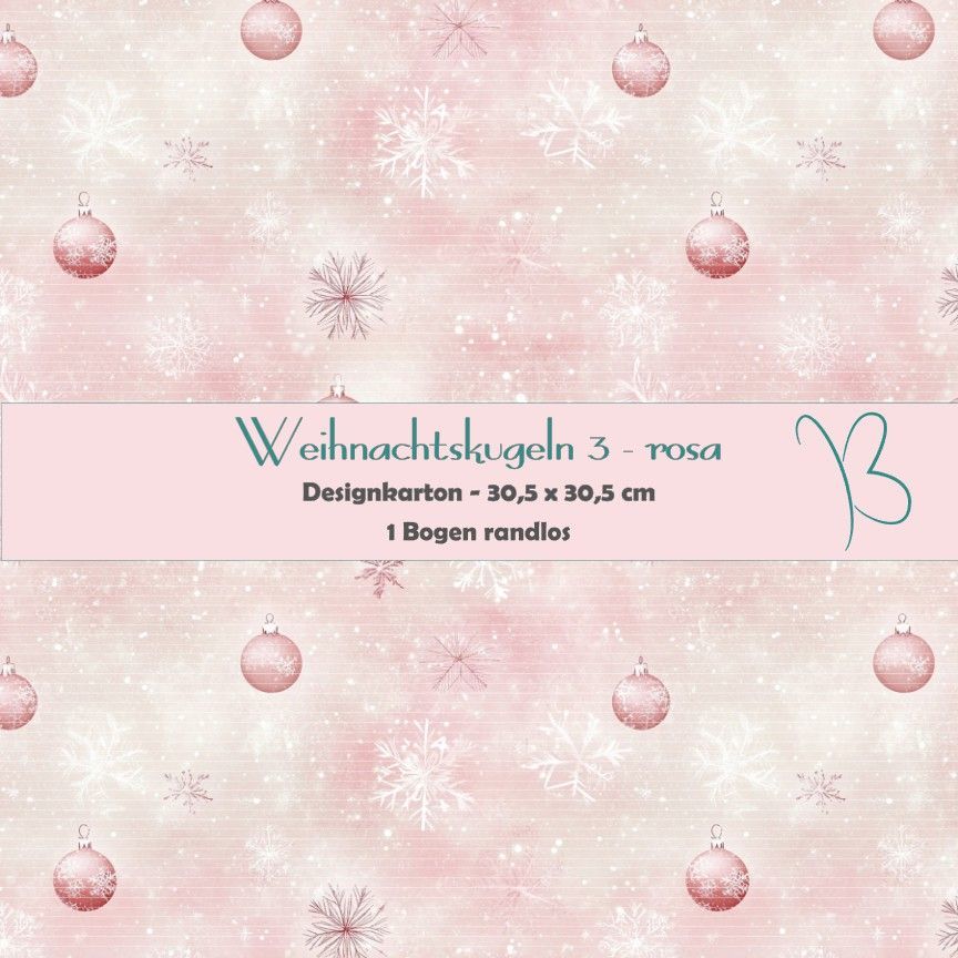 Weihnachtskugeln 3 - rosa - Designkarton - 30,5 x 30,5 cm - randlos - 1 Bogen