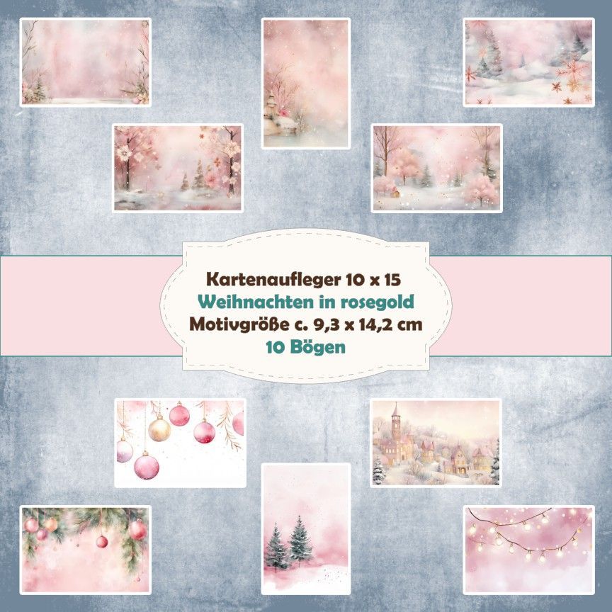 Weihnachten in rosegold - Kartenaufleger - 10 x 15 cm hochkant/210g - 10 Bögen